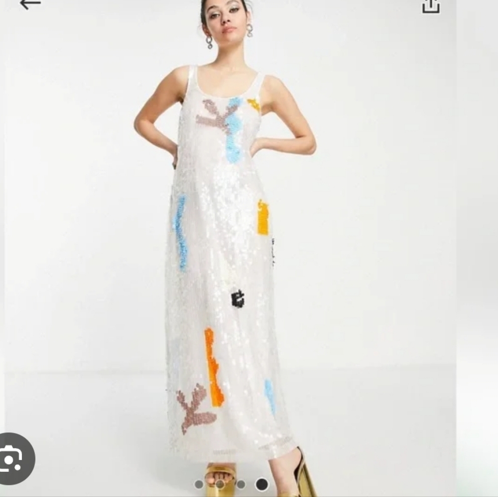 Topshop Premium Abstract Disc Sequin Built Up Maxi